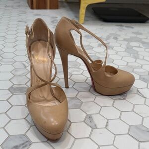 Christian Louboutin Tan Strappy Heels